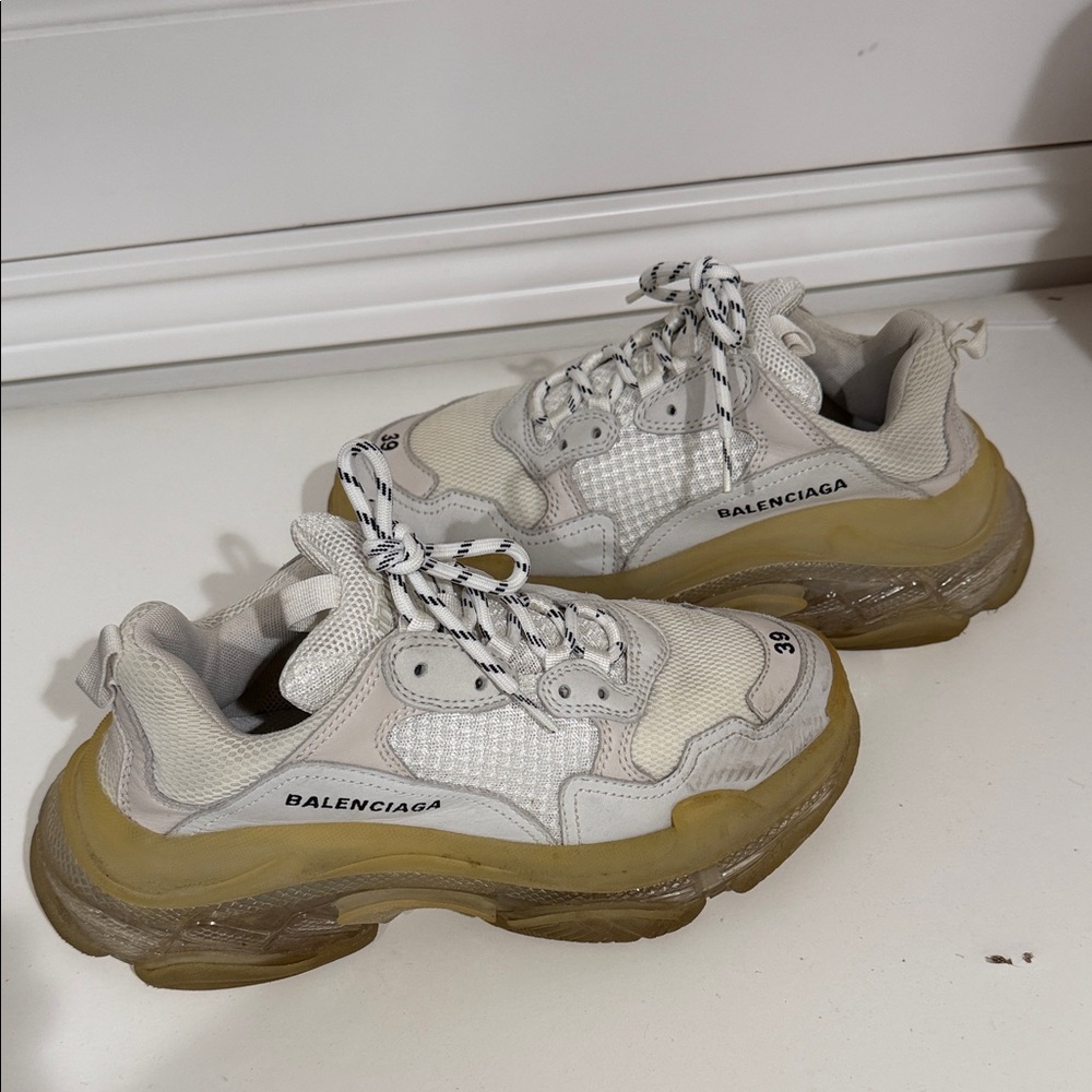 Balenciaga Cream and Brown Sneakers